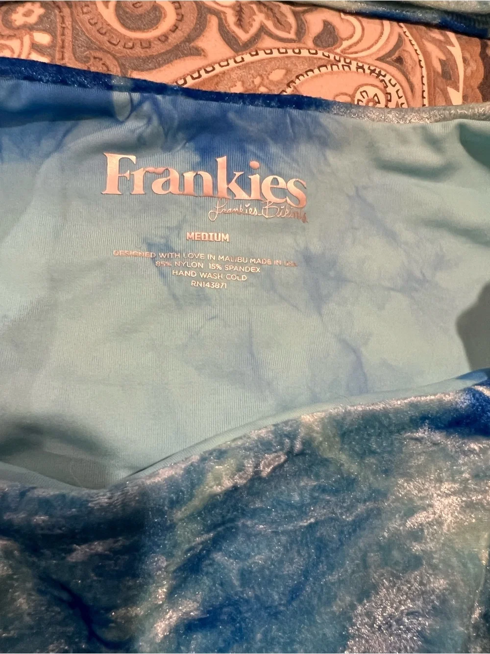 Frankie's Bikinis Blue Tie-Dye Velvet Two-Piece Swim Set